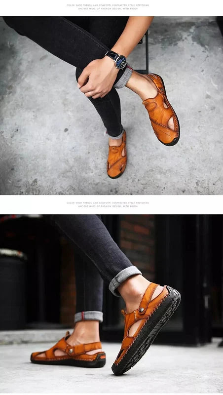 Summer Sandals Men Leather Slipper Outdoor Sneaker Beach Rubber Trekking Sandals