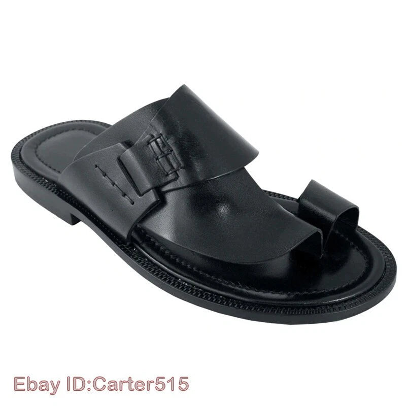 Summer Casual Mens Ring Toe Sandals Retro Hand Shoes Sewn Slippers Flats Beach