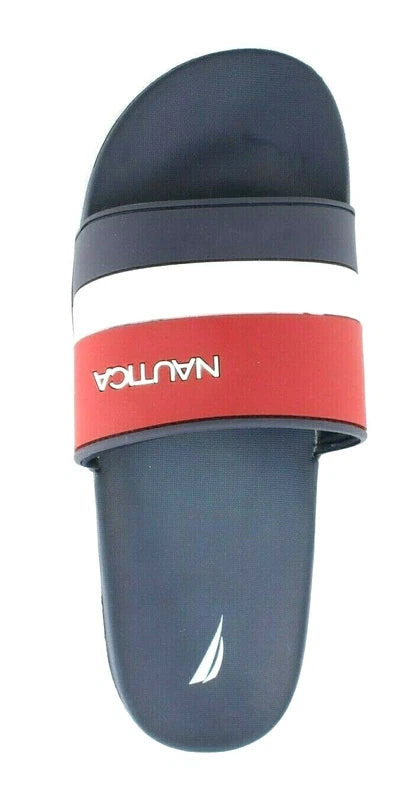 New NAUTICA Filton Size 12 Navy Blue, Red & White Slide Men's Sandals