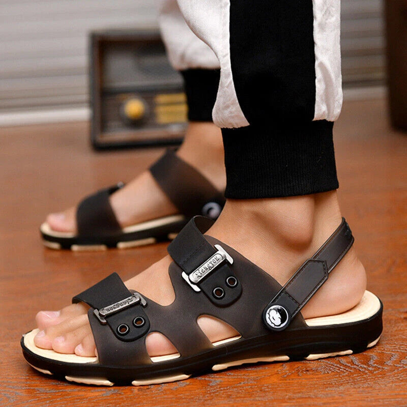 Mens Casual Open Toe Slingback Sandals Non-Slip Beach Slippers Swim Shoes