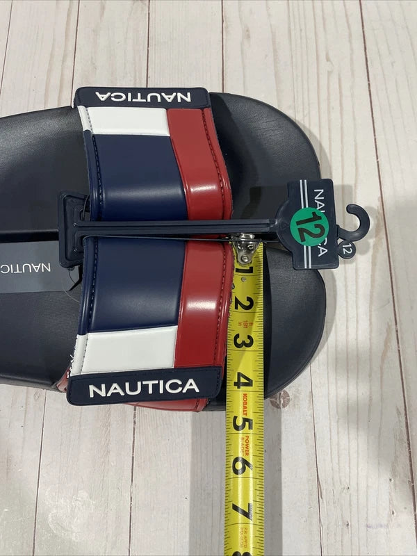NWT Nautica Bower Athletic Adjustable Slides Sandals Mens Size 12 Navy White Red