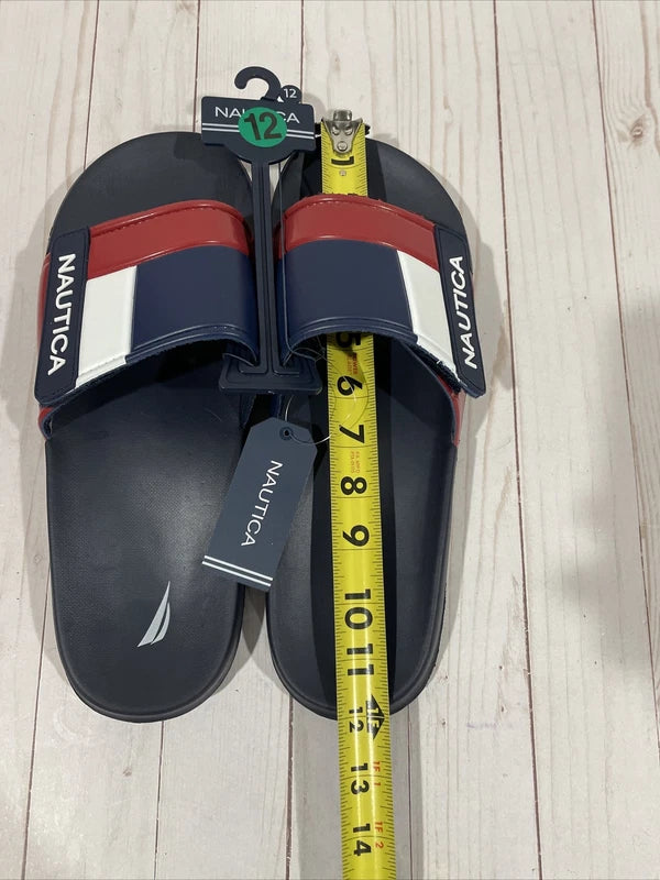 NWT Nautica Bower Athletic Adjustable Slides Sandals Mens Size 12 Navy White Red
