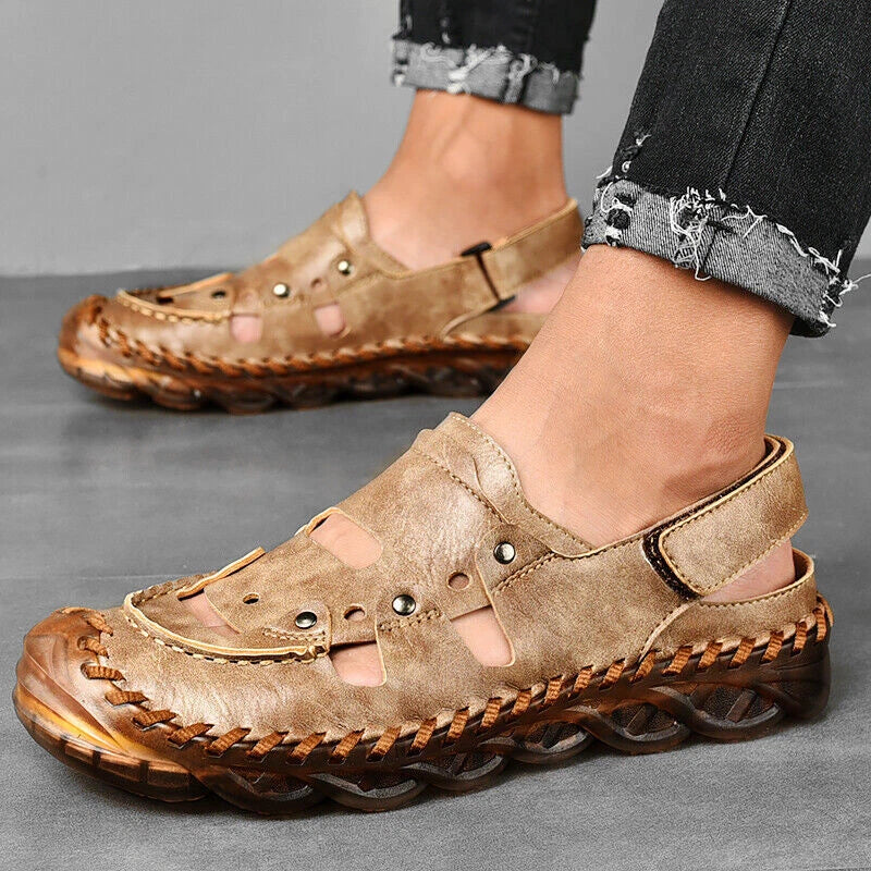 Causal  Summer Mens Sandals Leather Shoes Wear Resistance Roman Beach Slippers