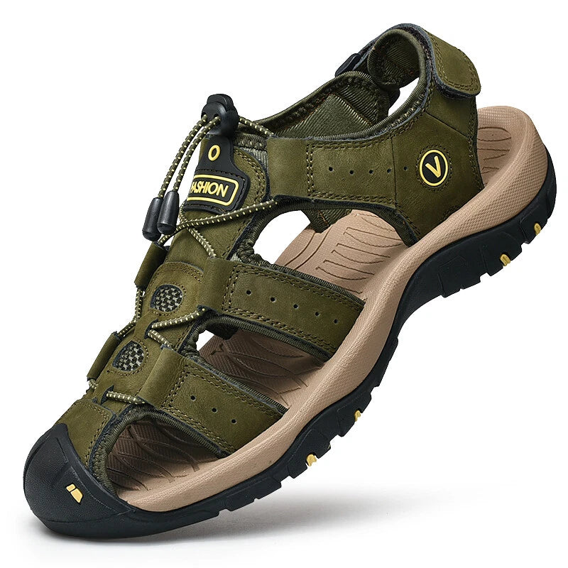 Genuine Leather Men's Casual Sandals Hiking Rome Beach Garden Slippers Sneakers