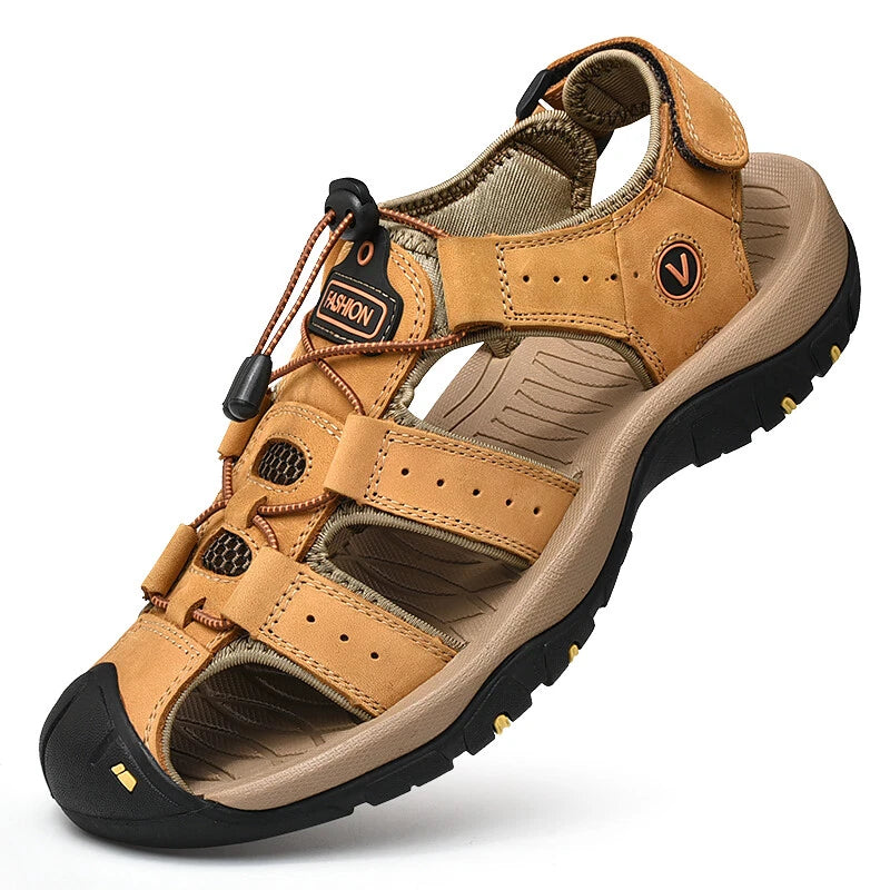 Genuine Leather Men's Casual Sandals Hiking Rome Beach Garden Slippers Sneakers