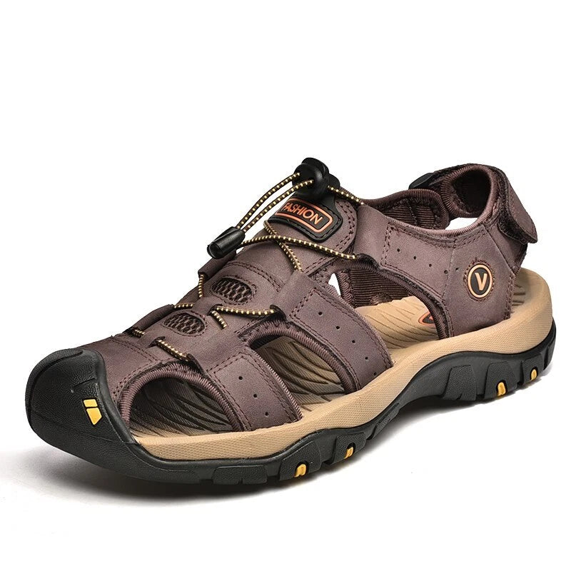 Men's Sandals Genuine Leather Beach Slippers Casual Shoes Outdoor Sneakers