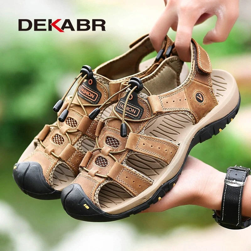 Genuine Leather Men's Sandals Summer Shoes Beach Slipper Outdoor Casual Sneakers