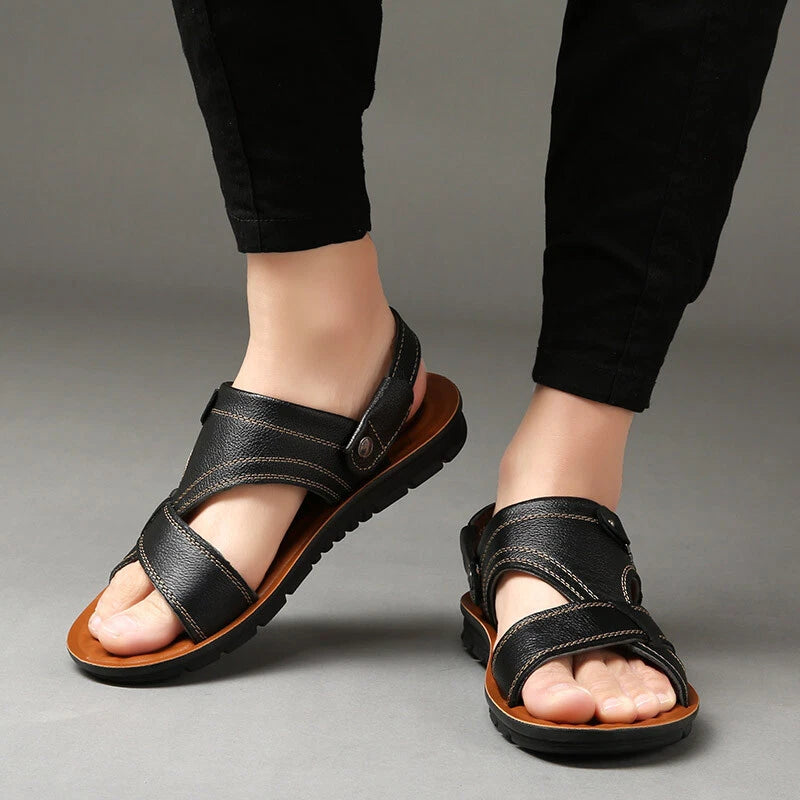 Mens Beach Slippers Leather Sandals Summer Water Shoes Fisherman Closed Toe Size