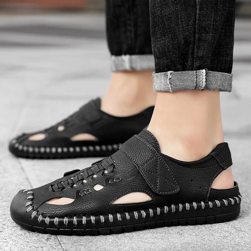 Handmade Genuine Leather Sandals for Men Summer Beach Sandals Men Slippers Shoes