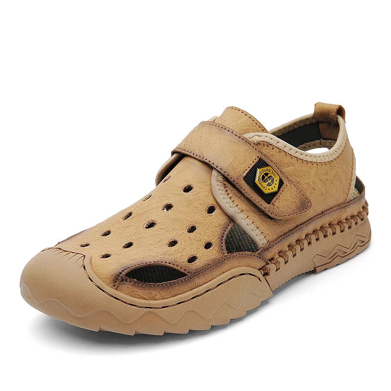 Classic Summer Large Size Men's Sandal Leather Slippers Breathable Beach Sandals