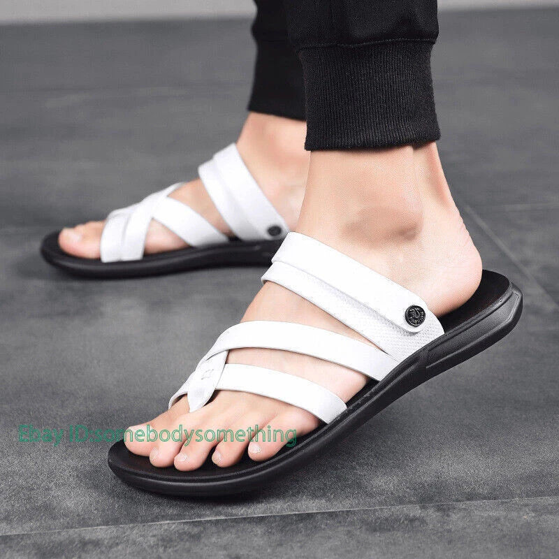 Mens Roman Casual Shoes Beach Flats Sandals Flip Flops Summer Strappy Slippers