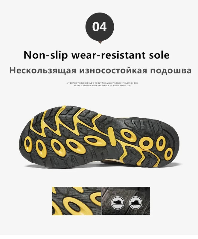 Sandals for Men Genuine Leather Beach Slippers Outdoor Comfort Walking Boots