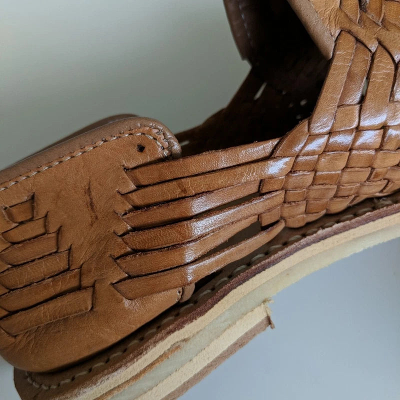 Mexican Huaraches Leather Sandals Size 5 Mexico Closed Toe Authentic Leather