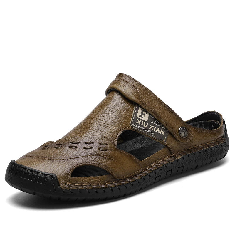 Genuine Leather Sneakers Summer Mens Casual Sandals Outdoor Beach Roman Slippers