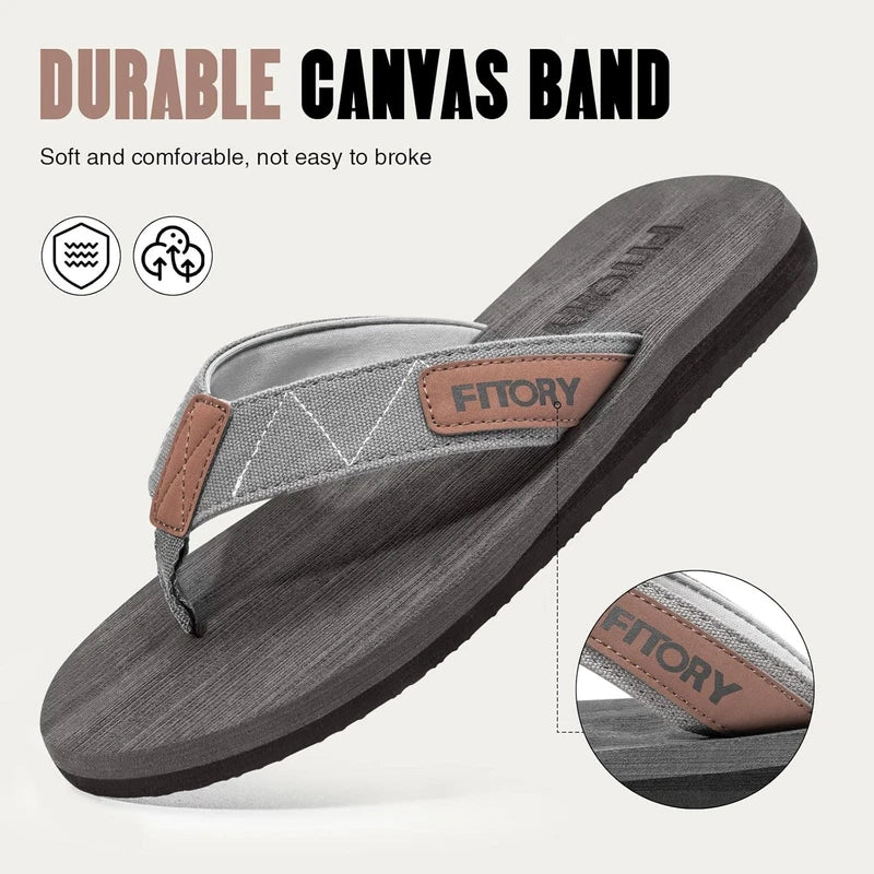FITORY Men's Flip-Flops, Thongs Sandals Comfort Slippers for Beach 10, Grey