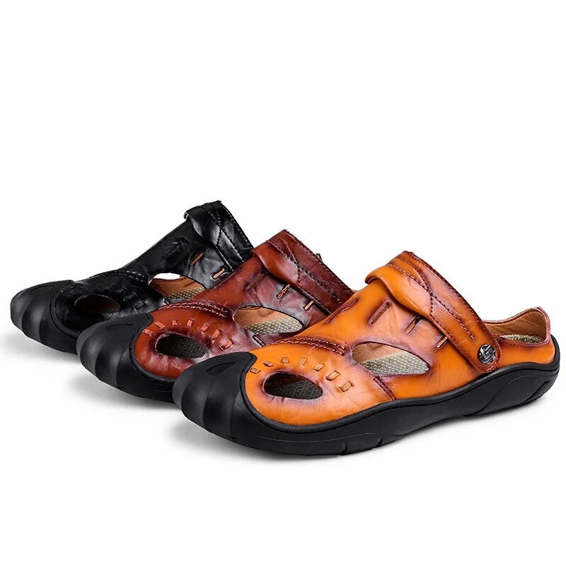 Summer Men Beach Slipper Rome Genuine Leather Trekking Shoes Non-slip Sandals