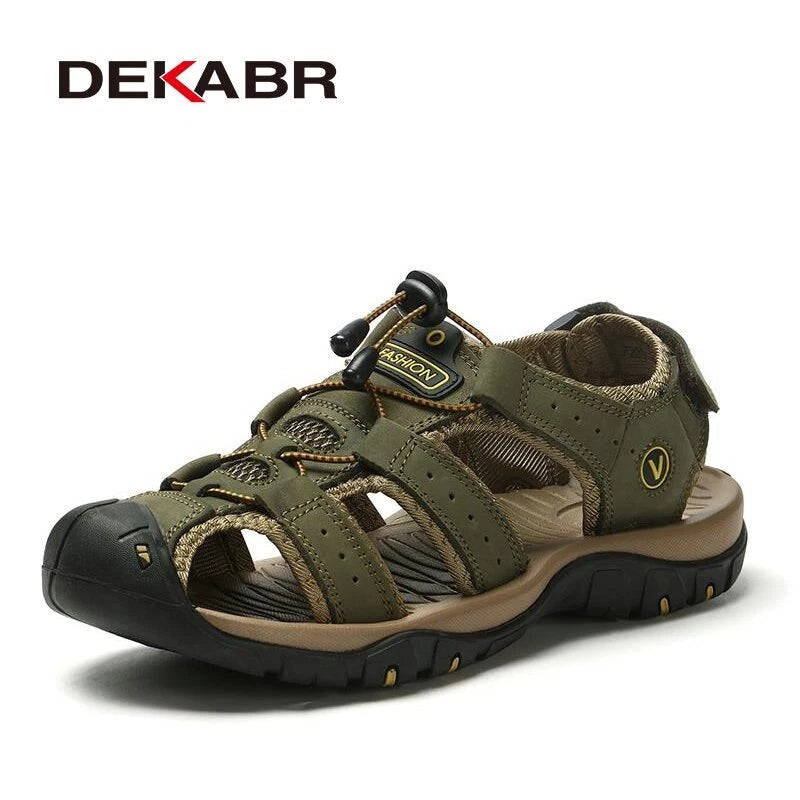 Genuine Leather Men's Sandals Summer Shoes Beach Slipper Outdoor Casual Sneakers