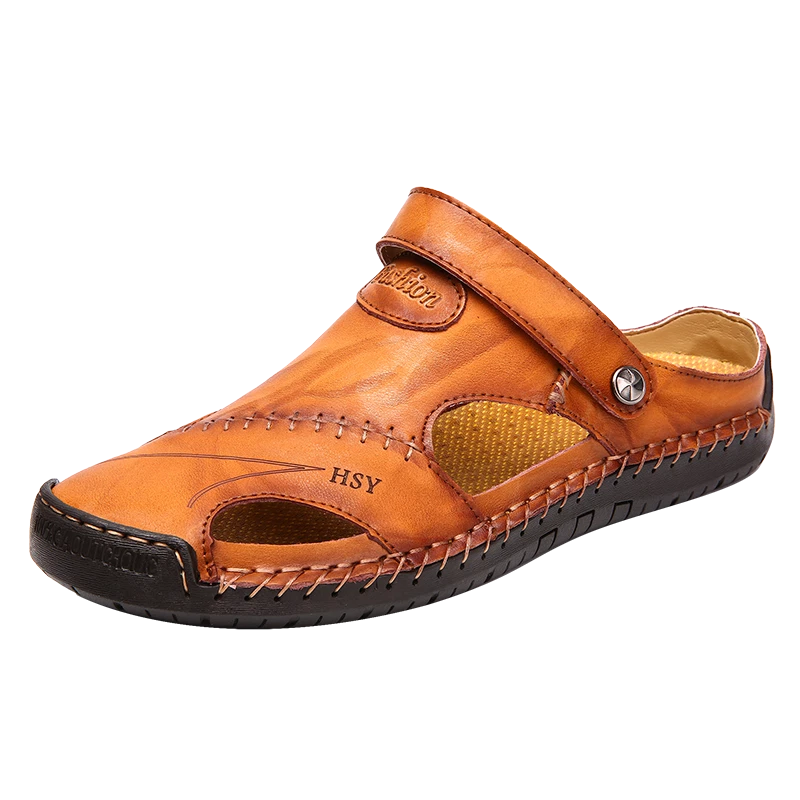 Summer Men Sandals Genuine Leather Lightweight Casual Shoes Beach Slippers