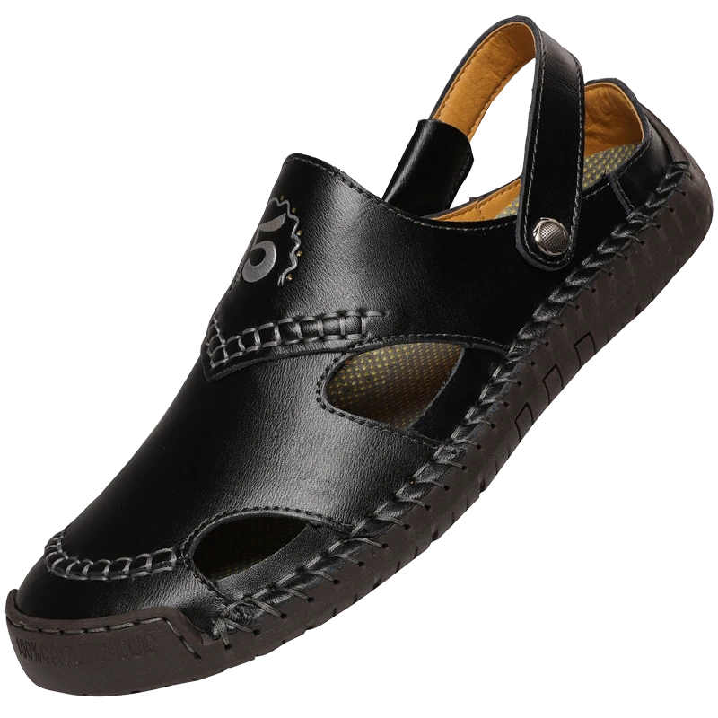 Men Sandals Genuine Leather Handmade Casual Slippers Outdoor Beach Roman Sandals