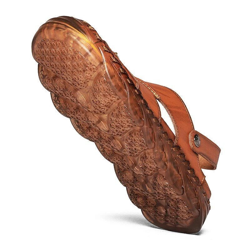 Outdoor Summer Men Sandals Genuine Leather Casual Shoes Slip-on Beach Slippers