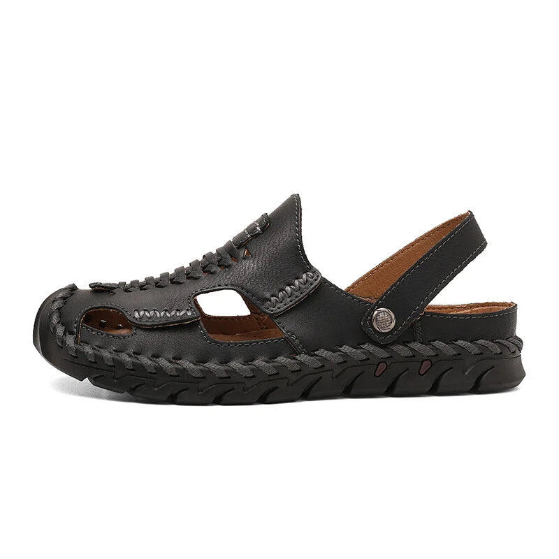 Men Summer Sandals Comfortable Genuine Leather Casual Slippers Roman Beach Shoes