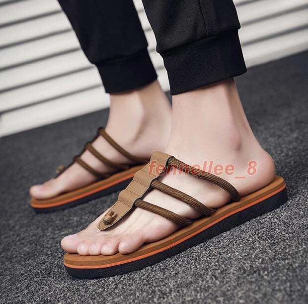 New Mens Thongs Flat Flip Flops Slippers Strappy Summer Beach Sandals Soft Shoes