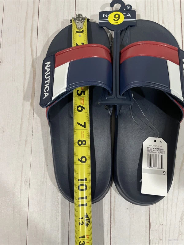 NWT Nautica Bower Athletic Adjustable Slides Sandals Mens Size 9 Navy White Red
