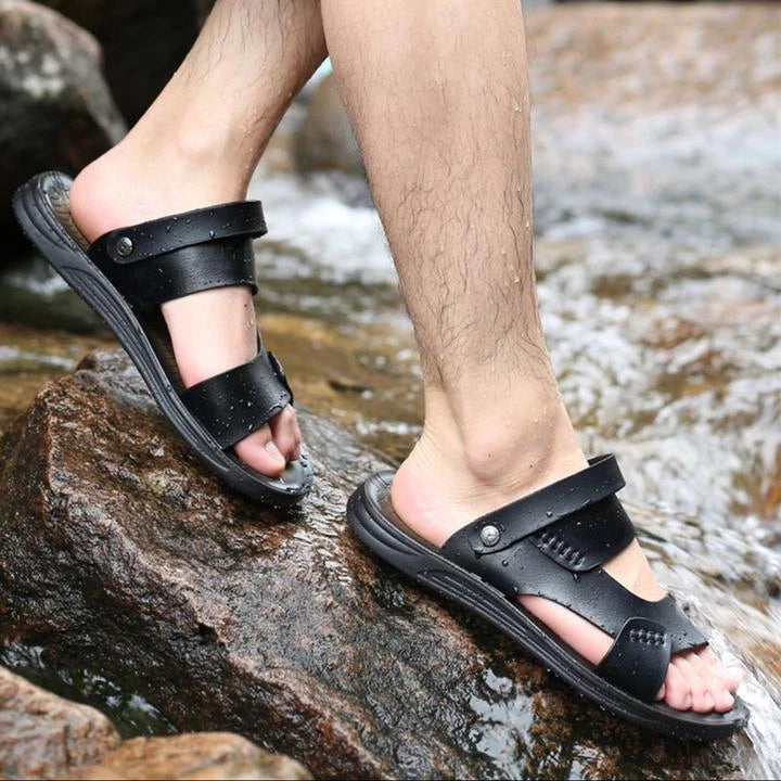 Summer Men Microfiber Leather Sandals Casual Sports Beach Shoes Slippers Holiday