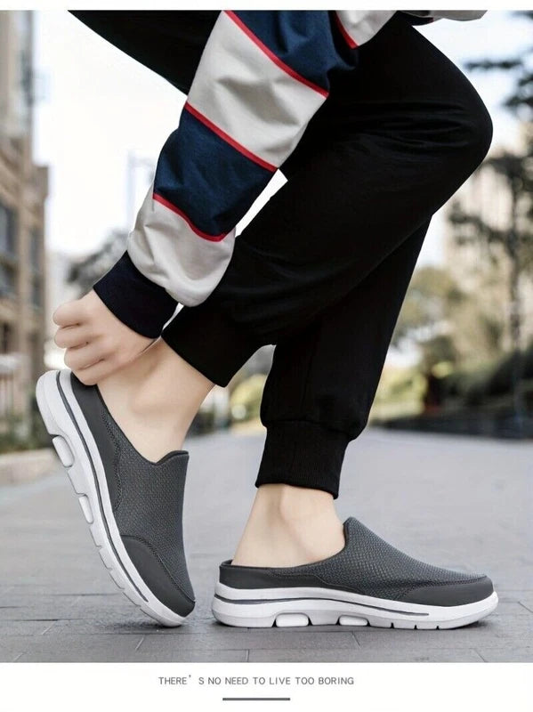 Men's Slip-on Mules Half Sneakers Casual Walking Shoes Outdoor Backless Sneakers