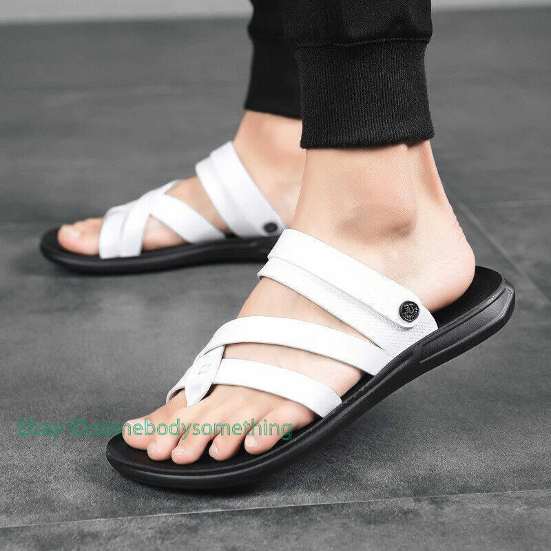 Mens Roman Casual Shoes Beach Flats Sandals Flip Flops Summer Strappy Slippers