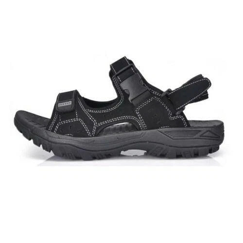 Mens Open Toe Leather Sandals Casual Beach Shoes Trekking Hiking Summer Slippers
