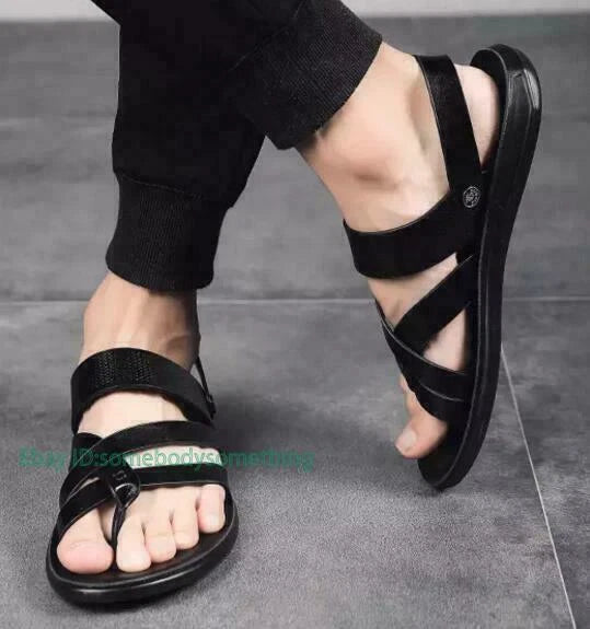 Mens Roman Casual Shoes Beach Flats Sandals Flip Flops Summer Strappy Slippers