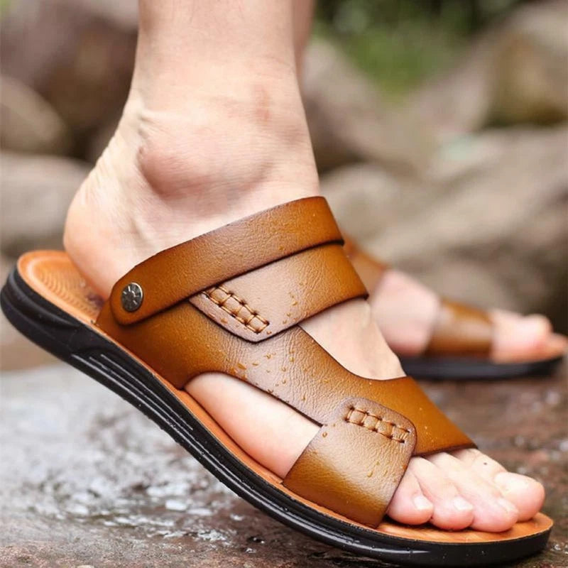 Summer Men Microfiber Leather Sandals Casual Sports Beach Shoes Slippers Holiday