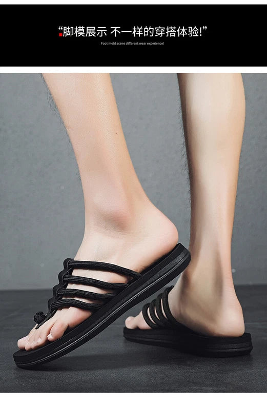 Chanclas De Verano Para Hombre Zapatos Planos Transpirables Cómodos Playa Casual