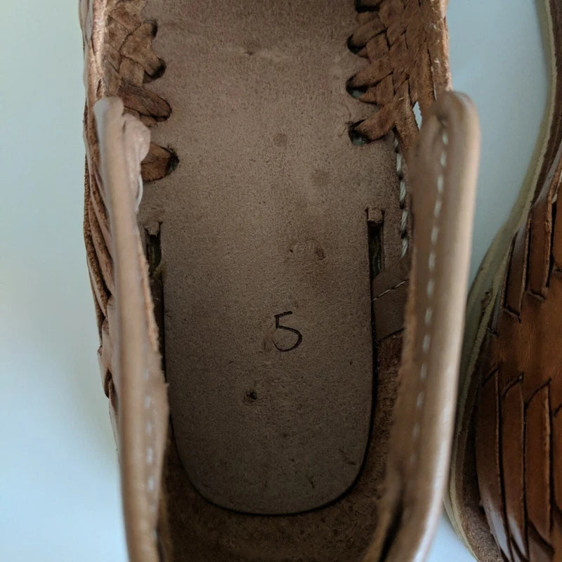 Mexican Huaraches Leather Sandals Size 5 Mexico Closed Toe Authentic Leather
