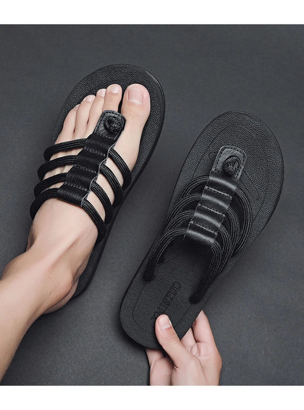 Chanclas De Verano Para Hombre Zapatos Planos Transpirables Cómodos Playa Casual