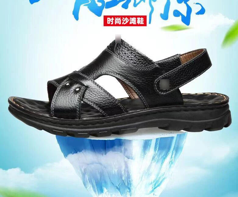 New Outdoor Faux Leather slippers Beach Flip Flops Men's Shoes Sandals Summer