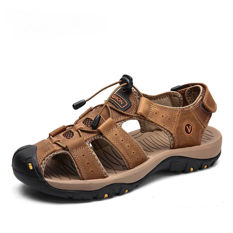 Genuine Leather Men's Sandals Summer Shoes Beach Slipper Outdoor Casual Sneakers