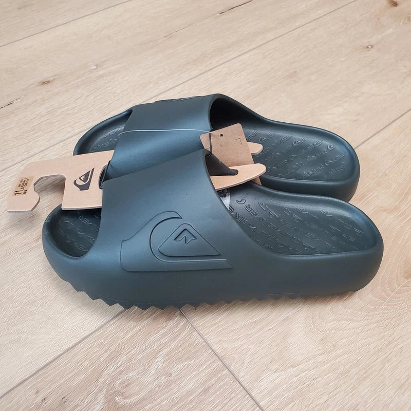 New Quiksilver Cloudbreak Black Slides Slippers Sandals Mens Size 12