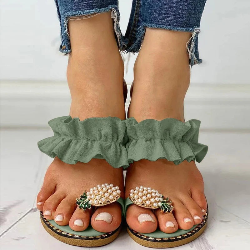 Women Slipper Flat Toe Bohemian Summer Beach Sandals Ladies Shoes