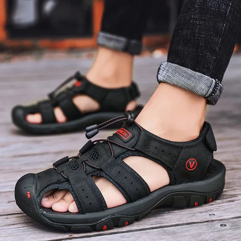 Summer Men Sandals Leather Casual Breathable Outdoor Beach Slipper Fashion Shoes
