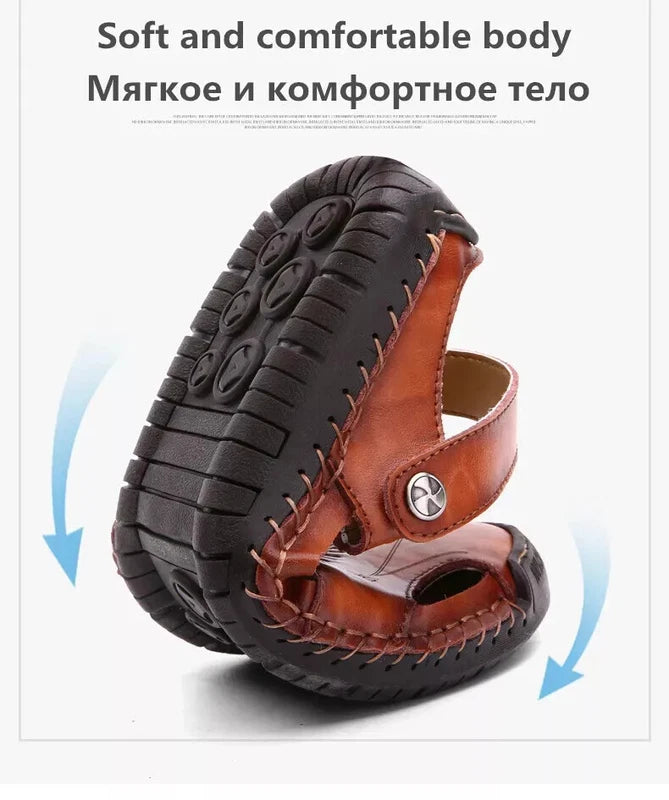 Summer Sandals Men Leather Slipper Outdoor Sneaker Beach Rubber Trekking Sandals