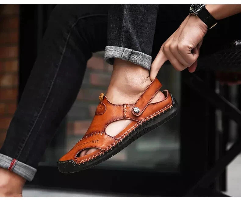 Summer Sandals Men Leather Slipper Outdoor Sneaker Beach Rubber Trekking Sandals