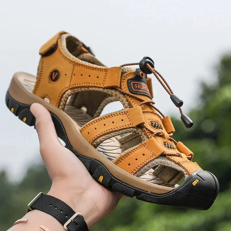 Summer Men Sandals Leather Casual Breathable Outdoor Beach Slipper Fashion Shoes