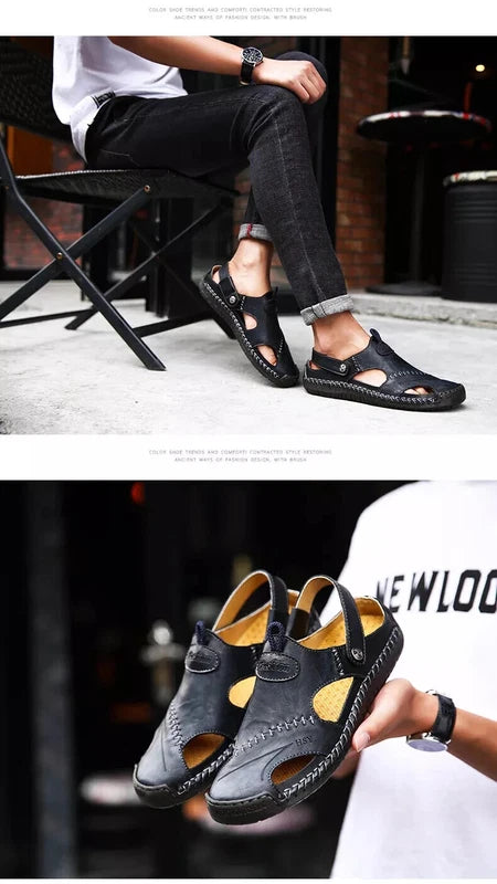 Summer Sandals Men Leather Slipper Outdoor Sneaker Beach Rubber Trekking Sandals