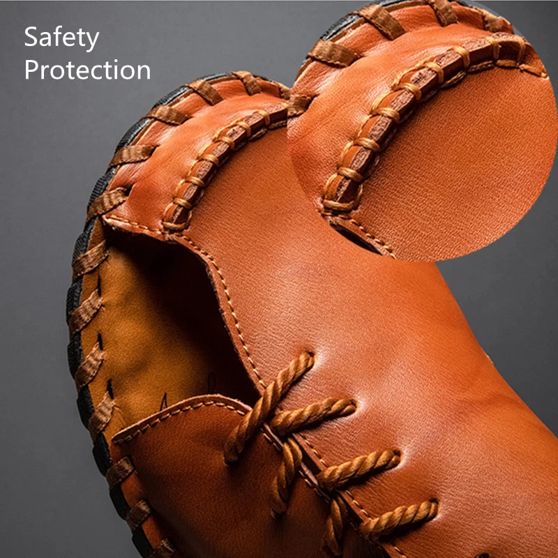 Mens Sports Soft Slippers Genuine Leather Beach Summer Shoes Casual Sandals