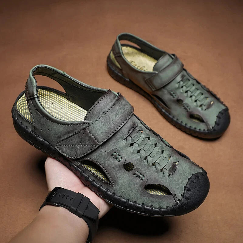 Handmade Genuine Leather Sandals for Men Summer Beach Sandals Men Slippers Shoes