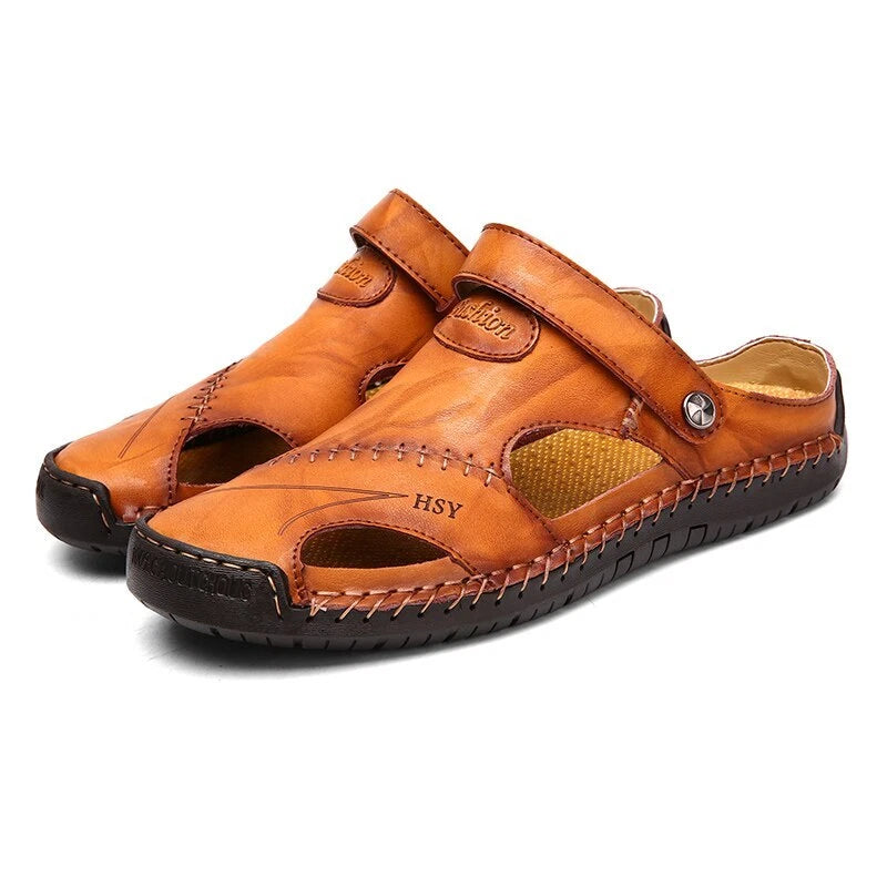 Summer Men Sandals Genuine Leather Lightweight Casual Shoes Beach Slippers