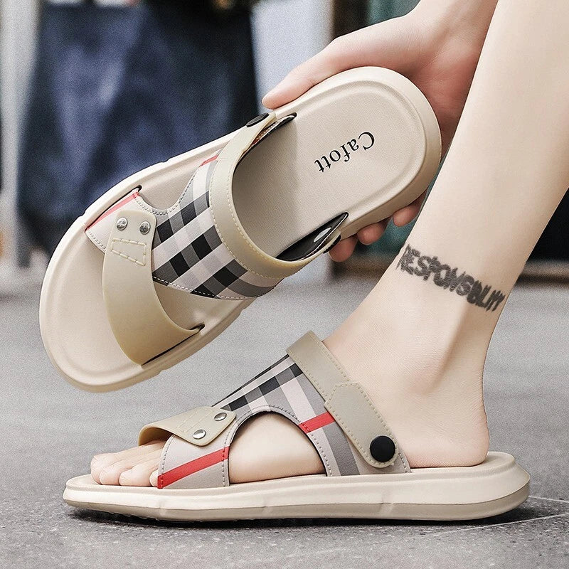 Summer Men Casual Leather Sandals Sports Beach Shoes Soft Home Slippers US