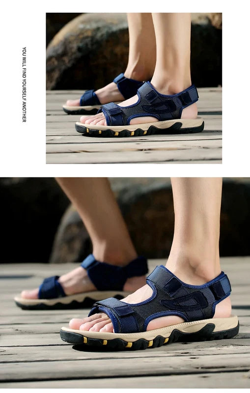 Sandals for Men Genuine Leather Beach Slippers Outdoor Comfort Walking Boots